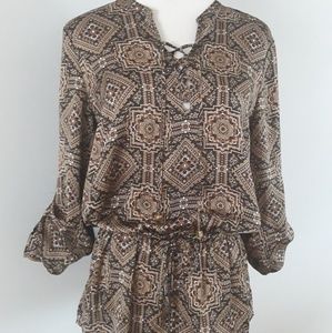 Michael Kors Brown Print Blouse sz 4.